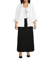 Ming Wang Plus Size Deco Crepe Winged Collar Bracelet Tulip Sleeve Jacket