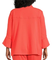 Ming Wang Plus Size Deco Crepe Winged Collar Bracelet Tulip Sleeve Jacket