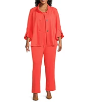 Ming Wang Plus Size Deco Crepe Winged Collar Bracelet Tulip Sleeve Jacket