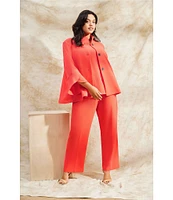 Ming Wang Plus Size Deco Crepe Winged Collar Bracelet Tulip Sleeve Jacket