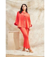 Ming Wang Plus Size Deco Crepe Winged Collar Bracelet Tulip Sleeve Jacket