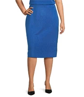 Ming Wang Plus Size Knit Elastic Waist Pencil Skirt