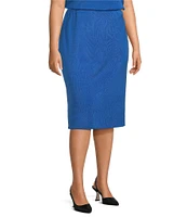 Ming Wang Plus Size Knit Elastic Waist Pencil Skirt