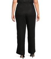 Ming Wang Plus Size Shimmer Woven Straight-Leg Side Zip Pants