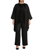 Ming Wang Plus Size Shimmer Woven Straight-Leg Side Zip Pants