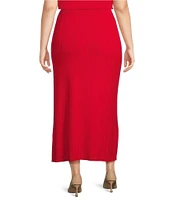 Ming Wang Plus Size Soft Knit No-Roll Waist Pull-On Maxi Coordinating Pencil Skirt