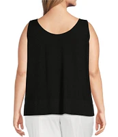 Ming Wang Plus Size Soft Knit V-Neck Sleeveless Side Slit Tank Top