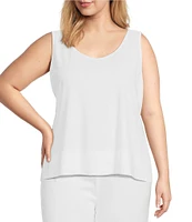 Ming Wang Plus Size Soft Knit V-Neck Sleeveless Side Slit Tank Top