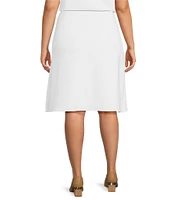 Ming Wang Plus Size Solid Stretch Deco Crepe A-Line Skirt