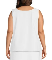 Ming Wang Plus Size Stretch Deco Crepe Scoop Neck Sleeveless Top
