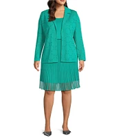 Ming Wang Plus Soft Knit Burnout Notch Lapel Long Sleeve Jacket