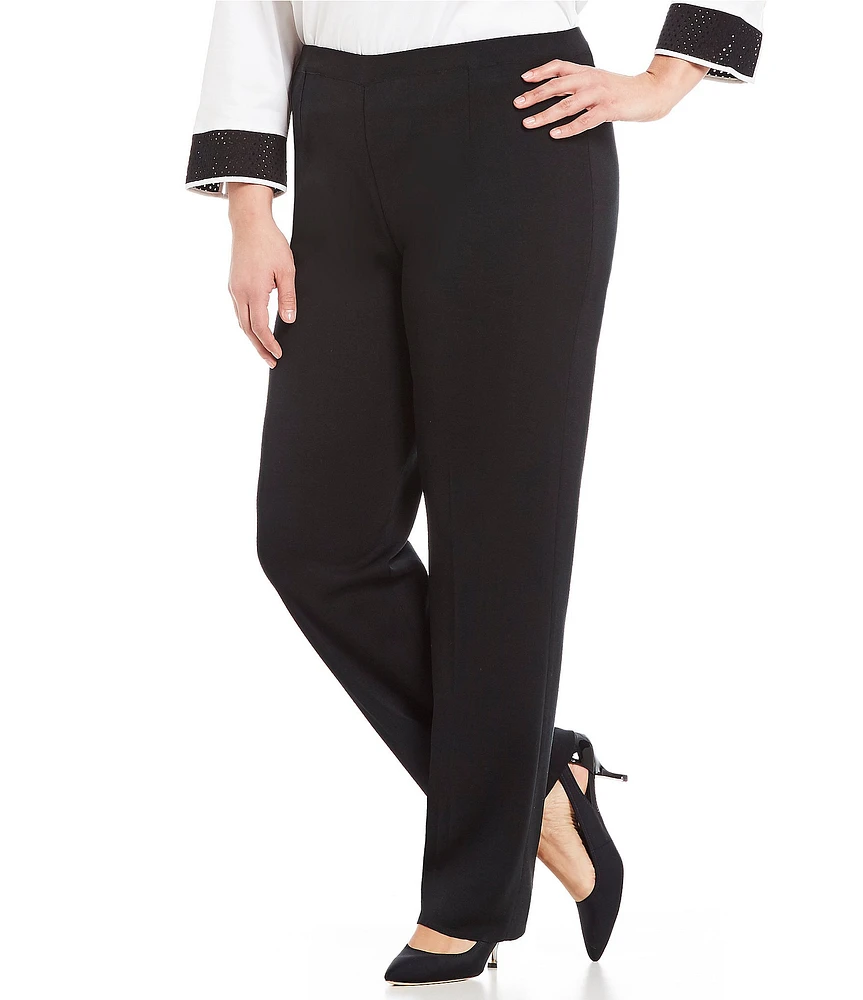 Ming Wang Plus Size Straight Leg Knit Pants