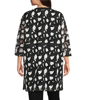 Ming Wang Plus Two-Tone Lace Round Neck 3/4 Sleeve Jacket