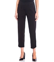 Ming Wang Ponte Knit Slim Leg Rounded Hem Pull-On Cropped Pants