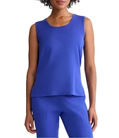 Ming Wang Scoop Neck Sleeveless Side Slit Knit Tank Top