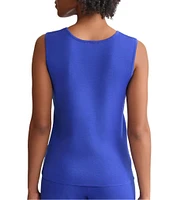 Ming Wang Scoop Neck Sleeveless Side Slit Knit Tank Top