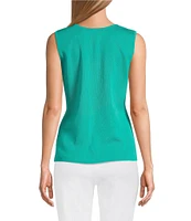 Ming Wang Scoop Neck Sleeveless Side Slit Knit Tank Top