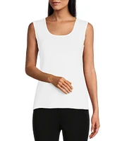 Ming Wang Scoop Neck Sleeveless Side Slit Knit Tank Top