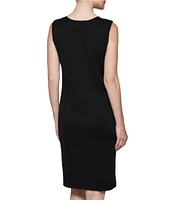 Ming Wang Sleeveless Scoop Neck Side Slit Tank Bodycon Dress