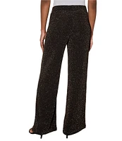 Ming Wang Shimmer Stretch No-Roll Waist Wide Leg Coordinating Pull-On Pants