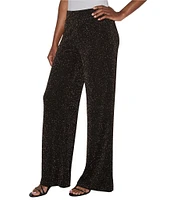 Ming Wang Shimmer Stretch No-Roll Waist Wide Leg Coordinating Pull-On Pants