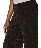 Ming Wang Shimmer Stretch No-Roll Waist Wide Leg Coordinating Pull-On Pants