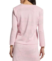 Ming Wang Soft Knit Abstract Shimmer Bracelet Sleeve Jacket