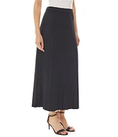 Ming Wang Soft Knit Pleated Pull-On Maxi Skirt