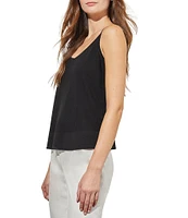 Ming Wang Soft Knit V-Neck Sleeveless Side Slit Tank