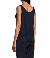 Ming Wang Soft Knit V-Neck Sleeveless Side Slit Tank