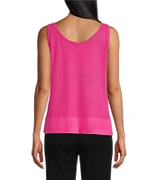 Ming Wang Soft Knit V-Neck Sleeveless Side Slit Tank