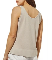 Ming Wang Soft Knit V-Neck Sleeveless Side Slit Tank