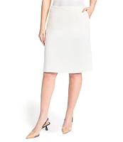 Ming Wang Solid Stretch Deco Crepe A-Line Skirt