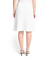 Ming Wang Solid Stretch Deco Crepe A-Line Skirt