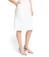 Ming Wang Solid Stretch Deco Crepe A-Line Skirt