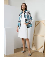 Ming Wang Solid Stretch Deco Crepe A-Line Skirt