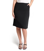 Ming Wang Solid Stretch Deco Crepe A-Line Skirt