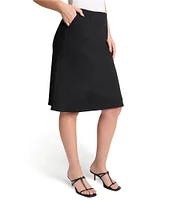 Ming Wang Solid Stretch Deco Crepe A-Line Skirt