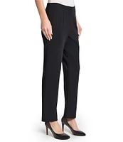 Ming Wang Stretch Deco Crepe Pintuck Ankle Pants