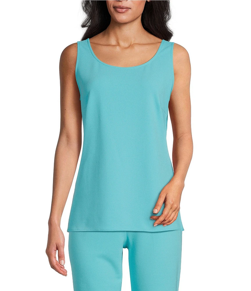 Ming Wang Stretch Deco Crepe Scoop Neck Sleeveless Top