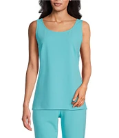 Ming Wang Stretch Deco Crepe Scoop Neck Sleeveless Top