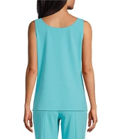 Ming Wang Stretch Deco Crepe Scoop Neck Sleeveless Top