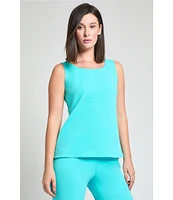 Ming Wang Stretch Deco Crepe Scoop Neck Sleeveless Top