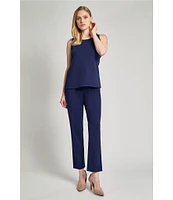 Ming Wang Stretch Deco Crepe Scoop Neck Sleeveless Top