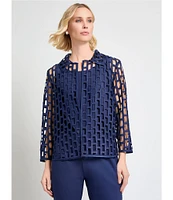 Ming Wang Stretch Deco Crepe Scoop Neck Sleeveless Top