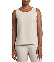 Ming Wang Stretch Deco Crepe Scoop Neck Sleeveless Top