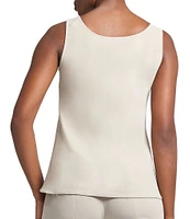 Ming Wang Stretch Deco Crepe Scoop Neck Sleeveless Top