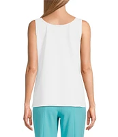 Ming Wang Stretch Deco Crepe Scoop Neck Sleeveless Top