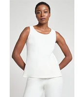 Ming Wang Stretch Deco Crepe Scoop Neck Sleeveless Top