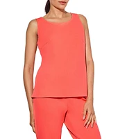 Ming Wang Stretch Deco Crepe Scoop Neck Sleeveless Top